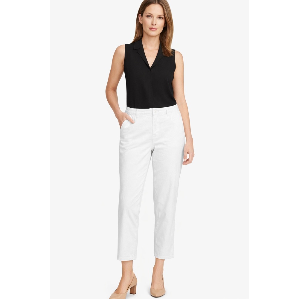Eileen Fisher White Ankle Pants Organic Cotton Hemp Blend Petite 8P NWT